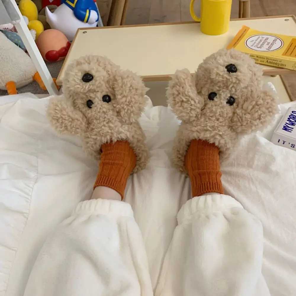 Silent and soft toy poodle slider cute animal winter dog plush slider warm and fluffy puppy slider girlCL241017