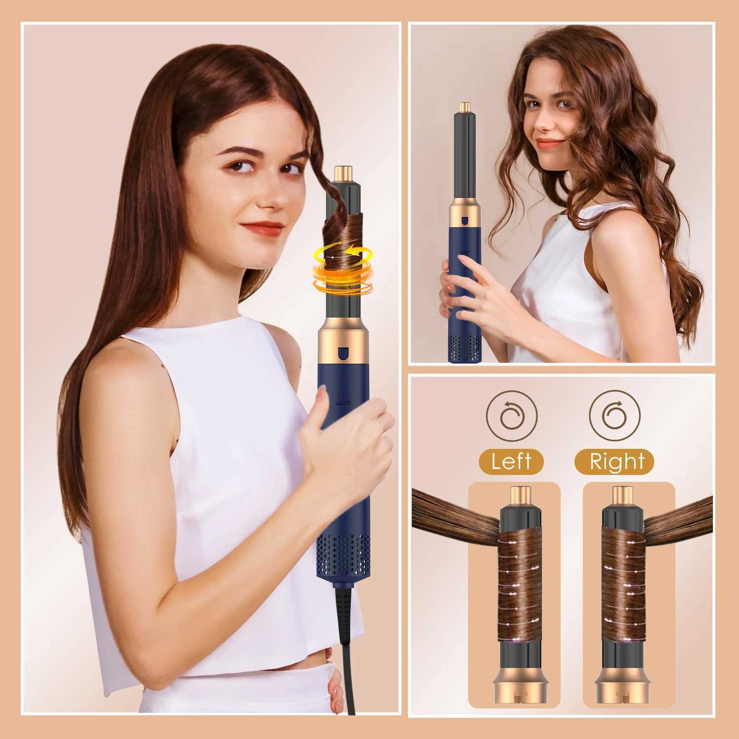 5-in-1 hair removal brush multifunctional hot air brush packaging with negative ion hair removal style equipped with a curling straightener nozzleCL24