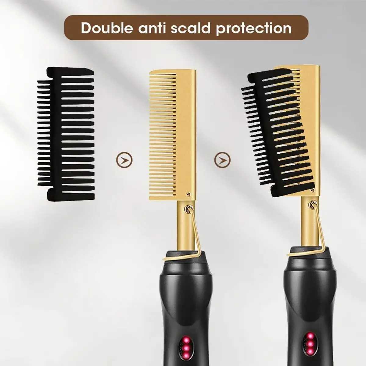 Hot Comb Hair Straightener Heat Pressing Combs Electric Hair Straightening Comb Curling Iron For Natural Hair Beard Wigs GiftXJ241016