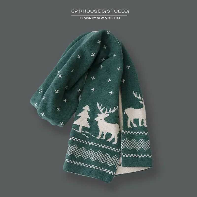 Christmas Gift Red Deer Scarf Text Versatile Autumn/Winter Warm Extended Edition Student Cute Skin Friendly Scarf X241017