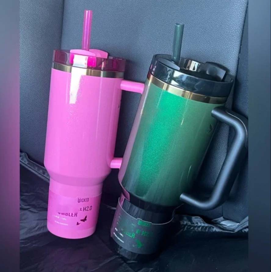 DHL wicked-H2.0 40oz TUMBLER Pink Rose Blue Magnolia Mug Holiday Red Winter Pink Tumbler with Silicone Handle Lid and Straw Cups Mugs Target water bot