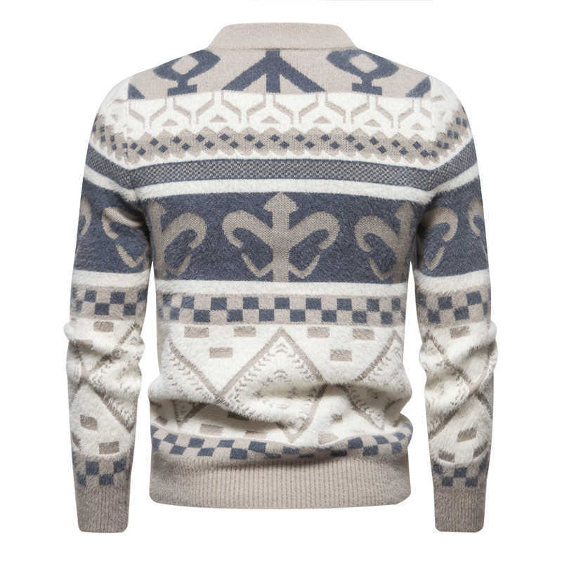 Men's sweater Autumn and winter new trend printed crew-neck knitwear American retro sweater men's jacket W240913