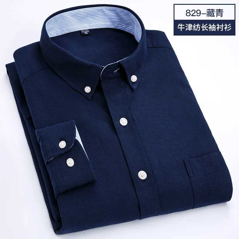 Mens long sleeved plain weave shirt autumn and winter cotton Oxford fabric slim business casual clothing slim high quality X250324