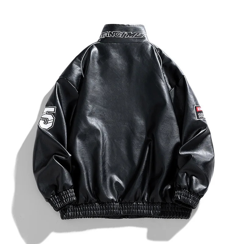 FGKKS Mens Bomber Casual Jacket Printing Trend Coat High Quality Young Street Clothing Leather Jacket Men 241017