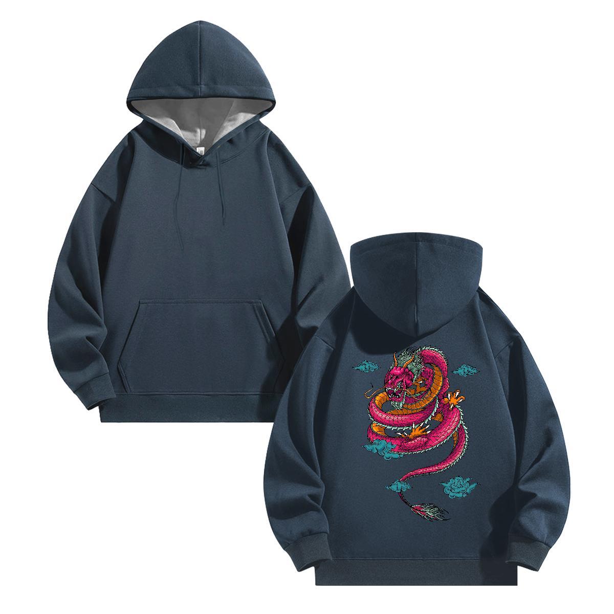 2024 Autumn Winter Hooded Sweatshirt DIY Logo Oversized Warm Men's Hooded Sweatshirt Pullover Hoodie Anime Printing Street Thick Fleece Long Slee