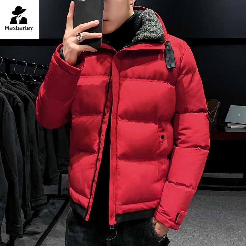 New winter Parka mens fashionable thick fur collar comfortable warm cotton coat mens casual outdoor windproof jacket X241017