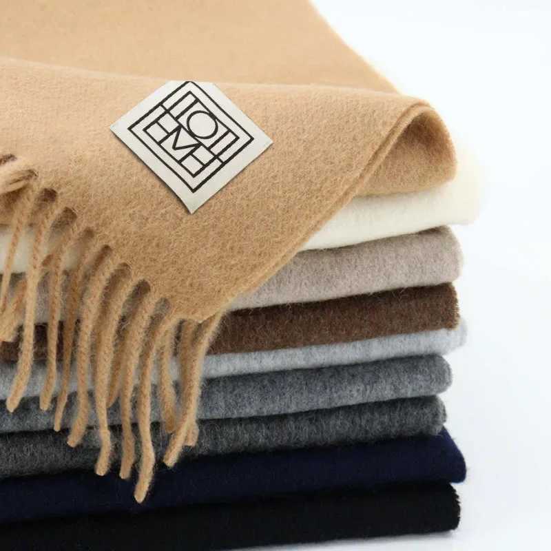 100% cashmere scarf solid color plain weave literati winter warm soft neck scarf real wool shawl brand 2024 Fem cashmere scarf X241017