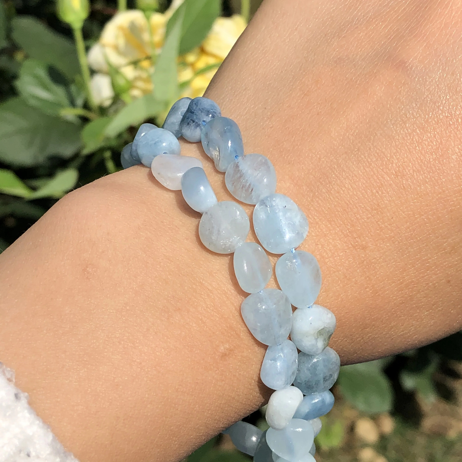 7-10mm natural irregular blue aquamarine gemstone free-form loose spaced beads for jewelry making DIY bracelet necklace 1 strand 241017