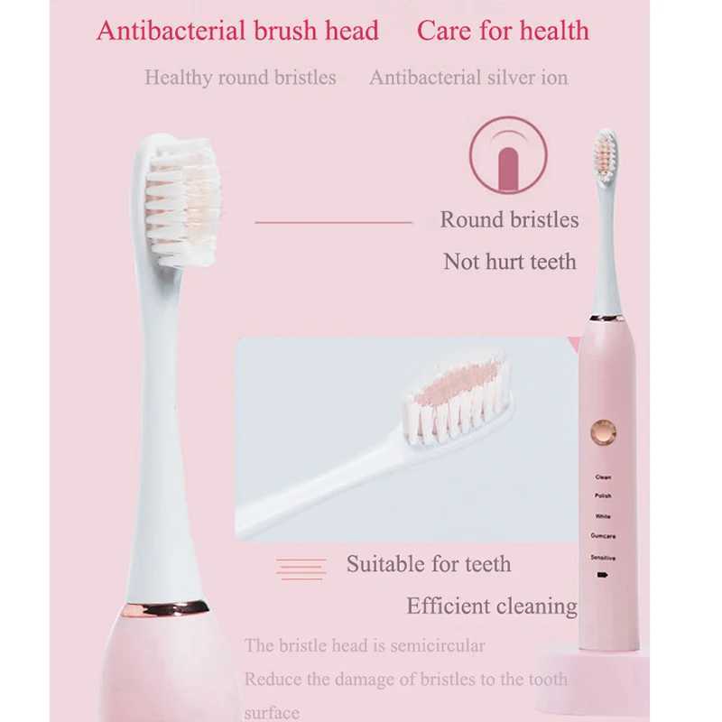 New Arrival Rechargeable electric toothbrush with black and white sound wave removal for Tartar oral hygiene IPX7 waterproof comes with a replacement 