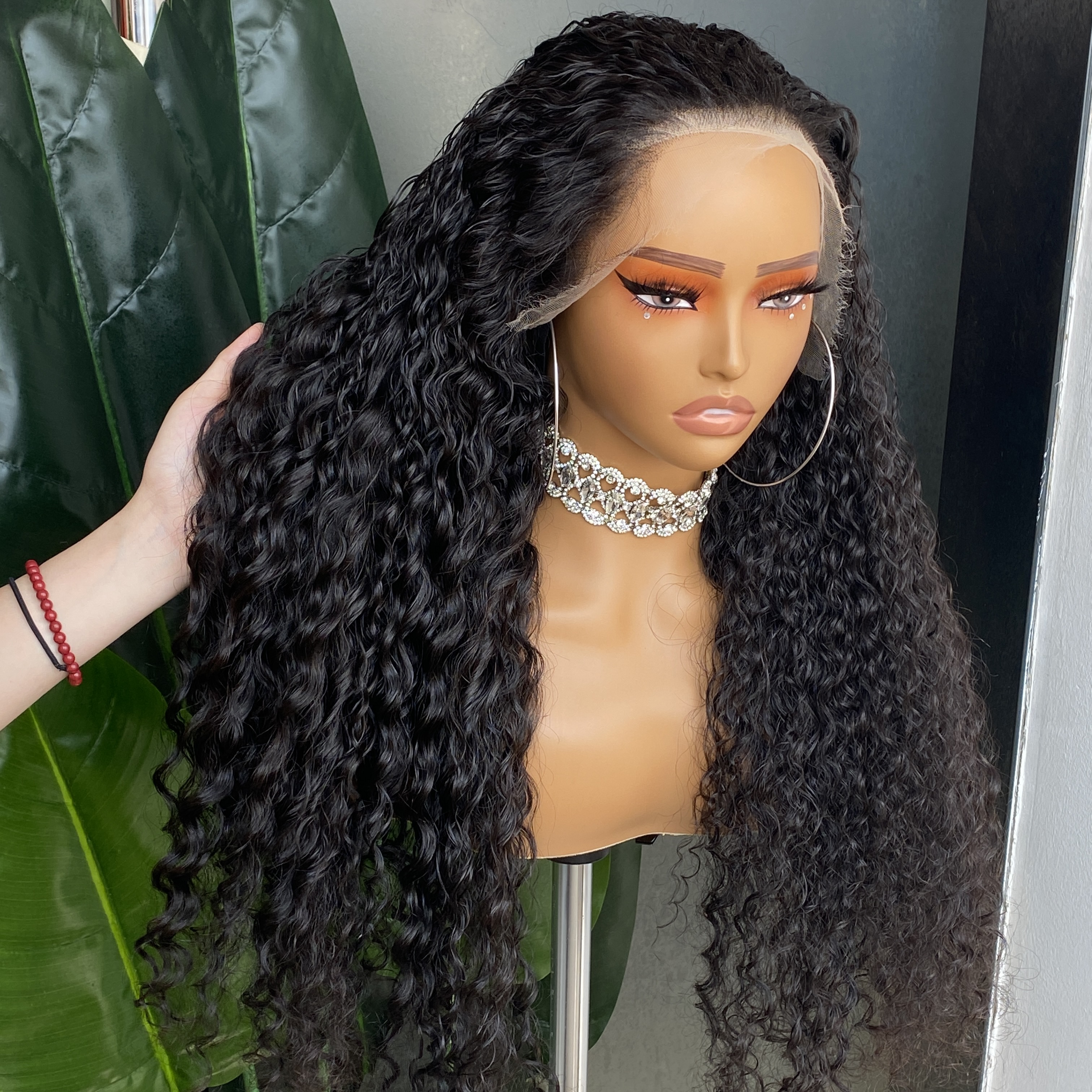 Top Quality 100% Raw Remy Human Hair 180% Density Deep wave 13x4 HD Transaprent Lace Frontal Wig 26 Inch Brazilian Indian Hair