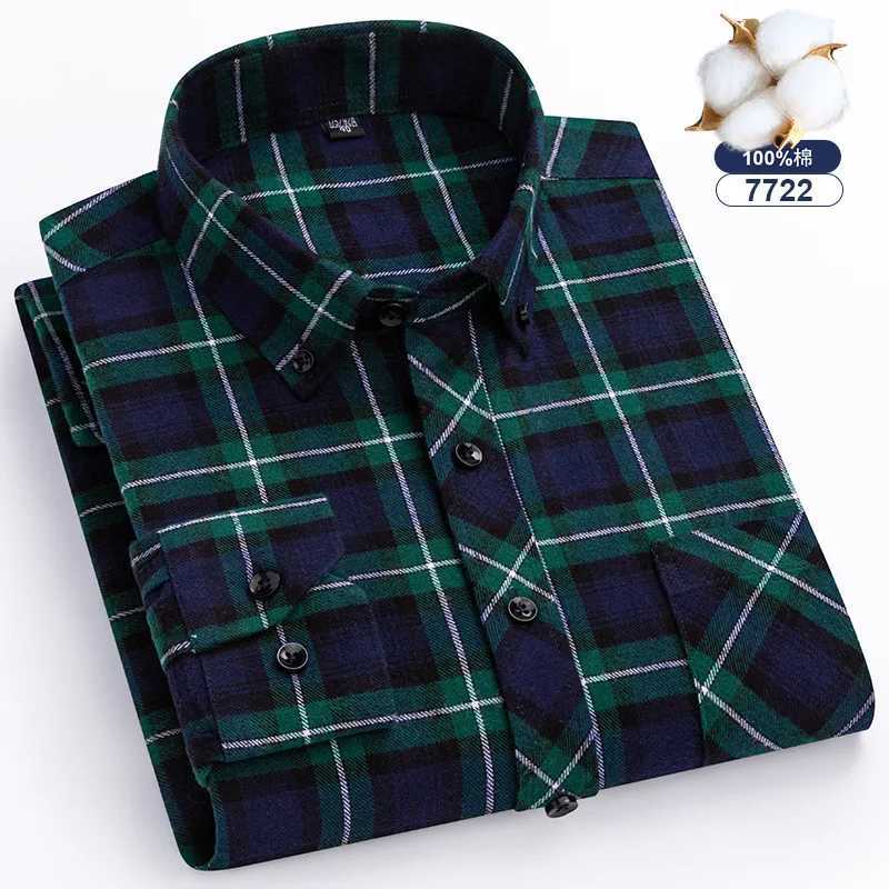 8XL Mens Flannel Shirts Men Long Sleeve Casual Men Shirts Long Sleeve 100 Cotton Big Size Single Pocket Mens Plaid Shirt LX241017
