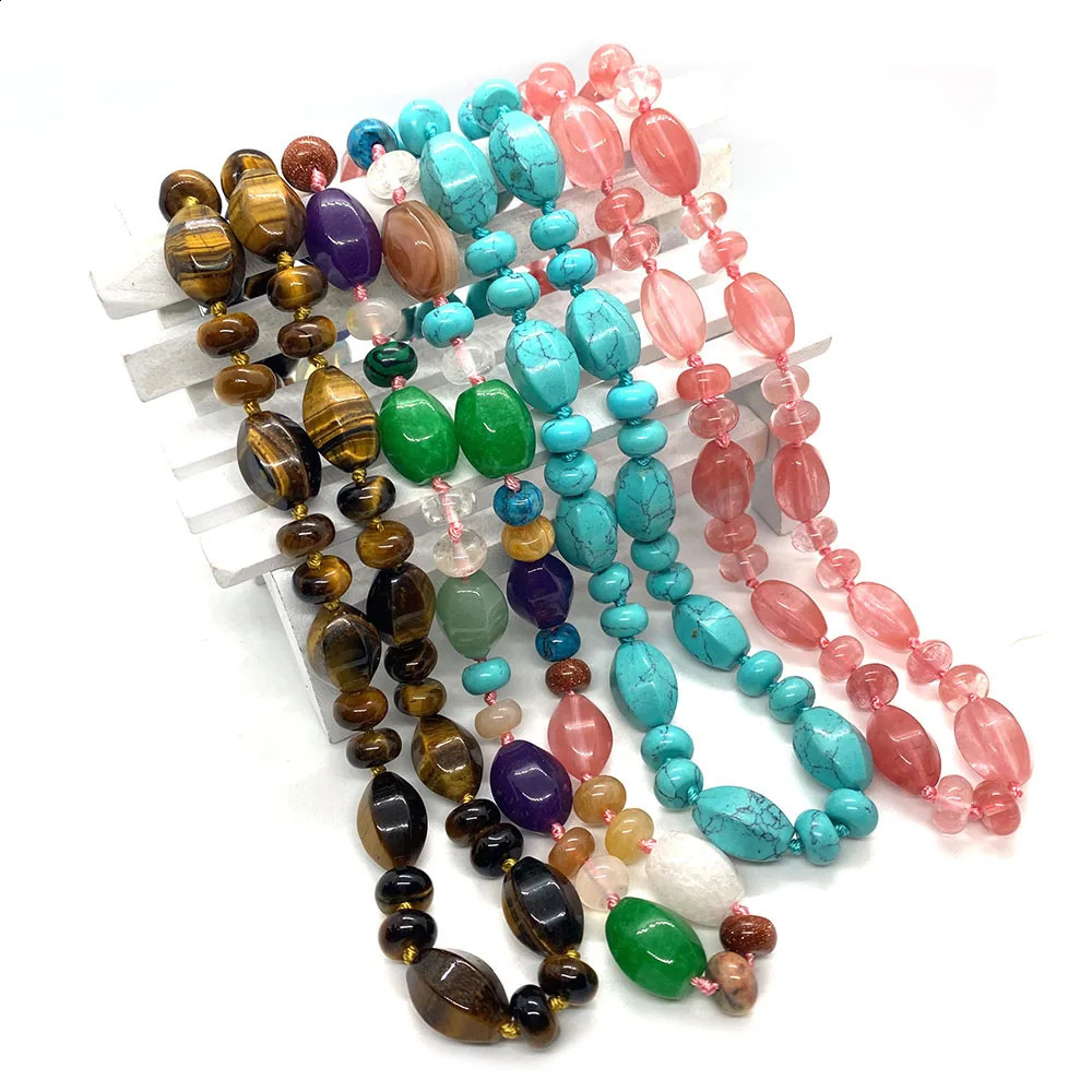 Exquisite natural stone oval agate bead necklace 10x14mm Abakas bead redstone green Aventurine womens jewelry accessories 241017