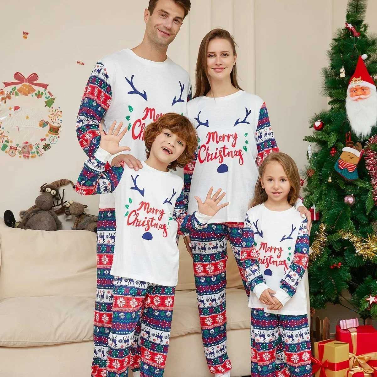 Christmas Family Clothing Bear Printed Pajama Set Christmas Mother Daughter Father Son Set Pajama W241015