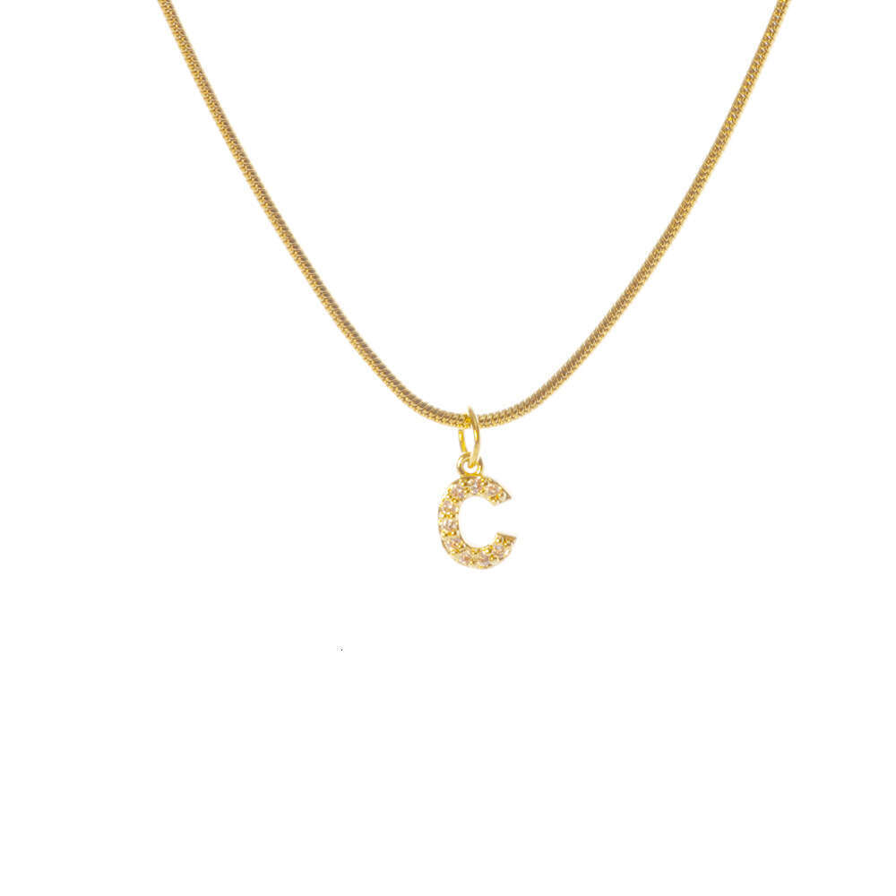 Gold Necklace 26 English Hip Hop Style Designer Stainless Steel Round Snake Bone Chain Letter Necklace