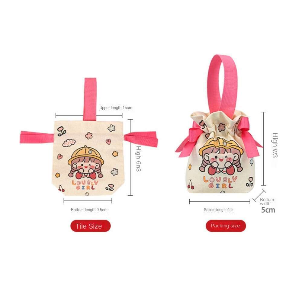 Canvas Candy Small Handheld Large Capacity Tote Minimalist Solid Color Shopper Bag Purse Girls