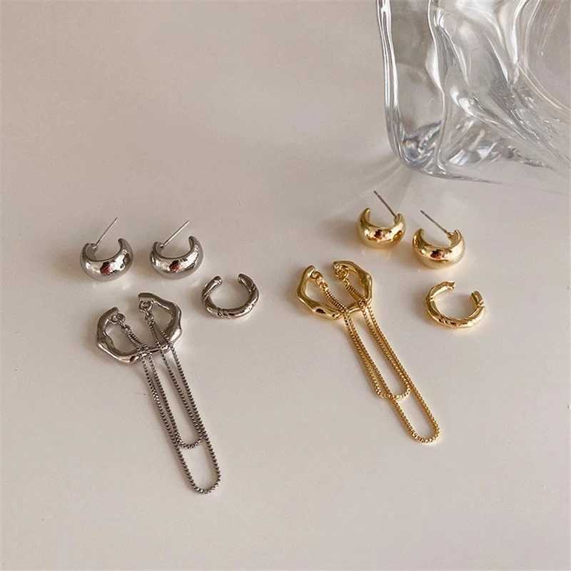 Korean Zircon Small Earrings Cuff Set Earclip Vintage Gold Earrings Cute Non Perforated Clip Earrings Womens Jewelry W241017