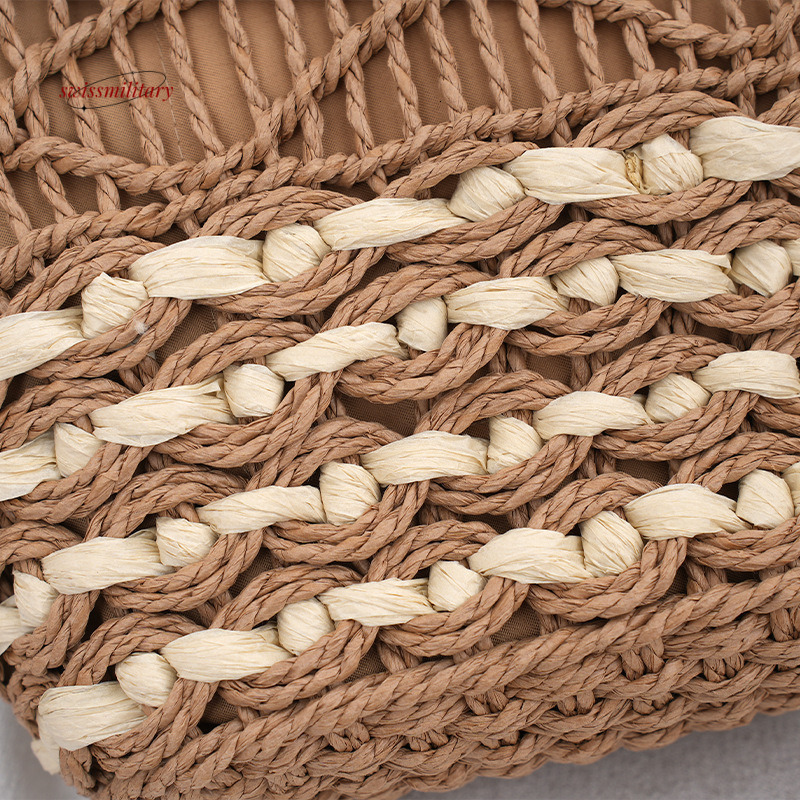 Straw shoulder versatile large capacity tote summer beach women's bag Bohemian style vegetable basket swissmilitary