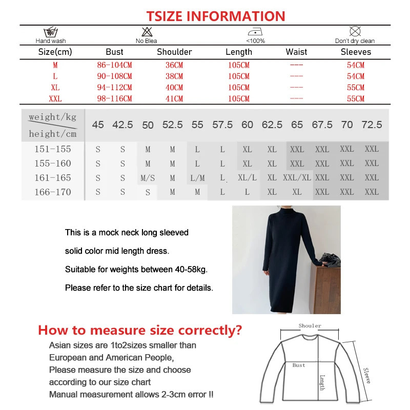 ABRINI Women Fall Versatile Mock Neck Knit Dress Winter Inner Layer Long Sleeved Casual Loose MidLength Sweater 241007 - view 3