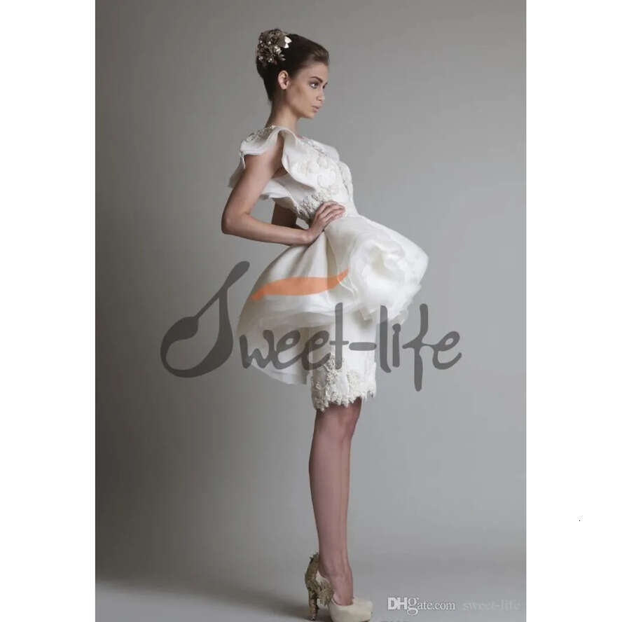 Dresses Sheath 2020 White With Overskirt Sheer Neck Appliques Knee Length Short Bridal Wedding Gowns Custom Made