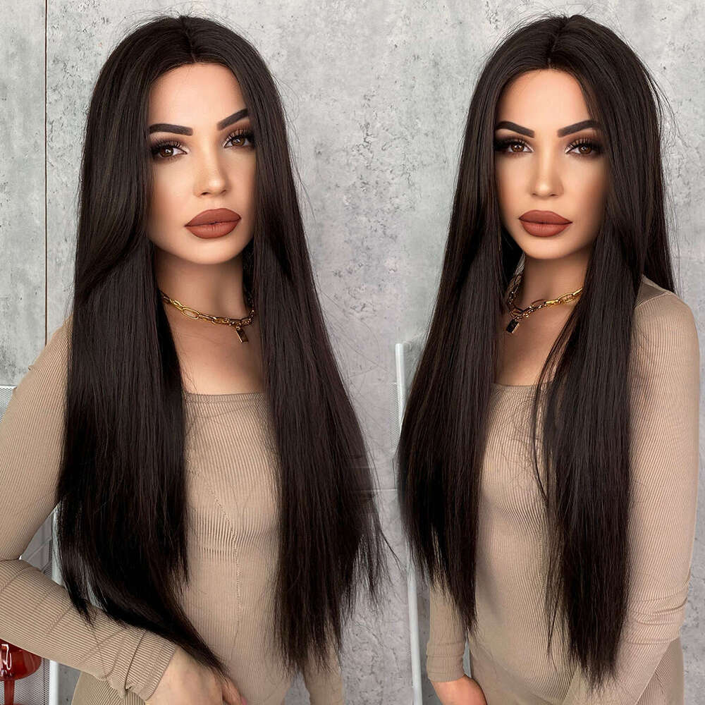 T-Shaped Straight Hand Woven Women's Long Hair, Natural Lace Wig, Lace Wigs