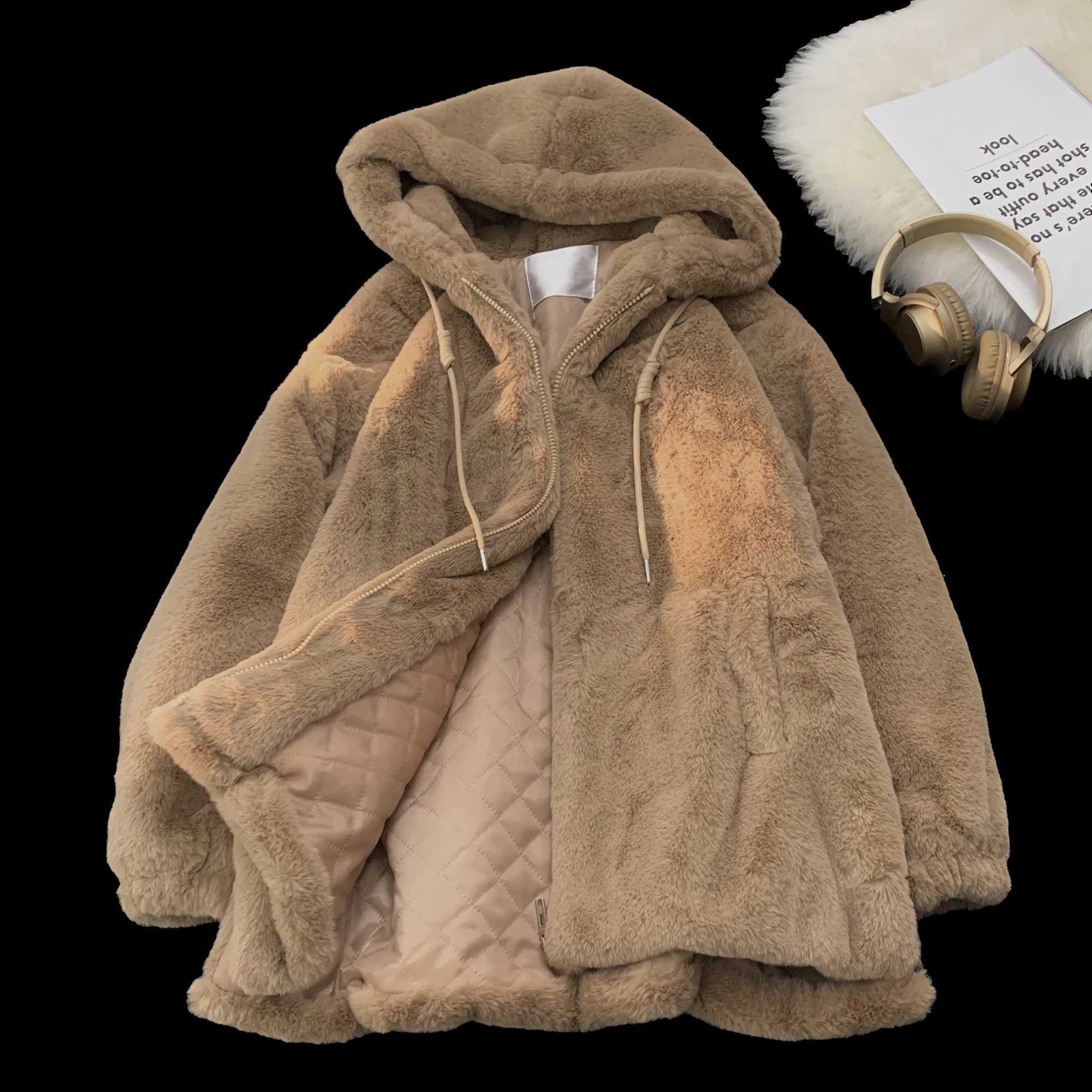Men Lamb Wool Cotton Coat 2023 Winter Girls Wear New Student Loose Fitting Japanese Hooded Plush Thickened Trendy ParkasXJ241017