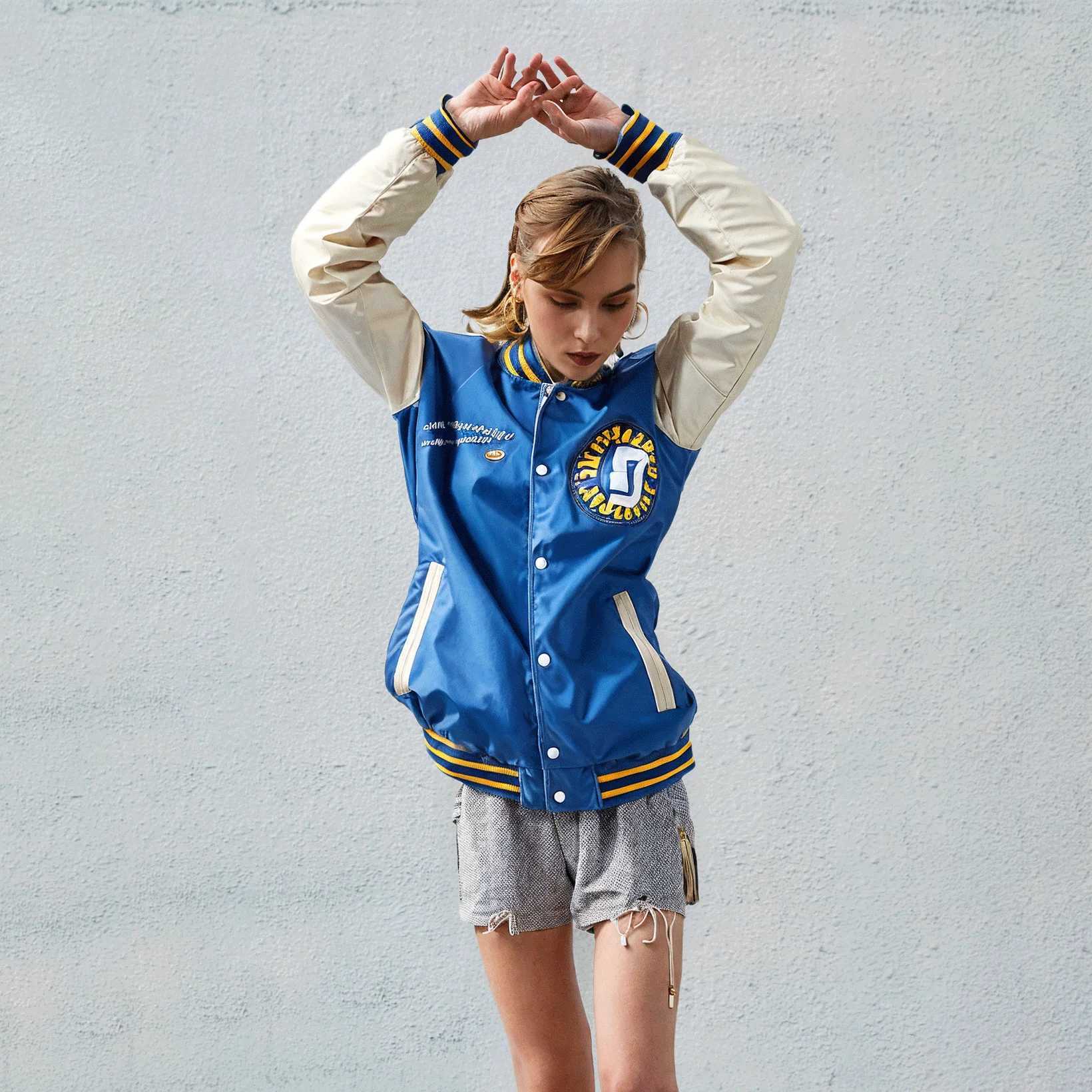American retro couple spring/summer baseball jacket with letters trending towards loose mens clothing M241017
