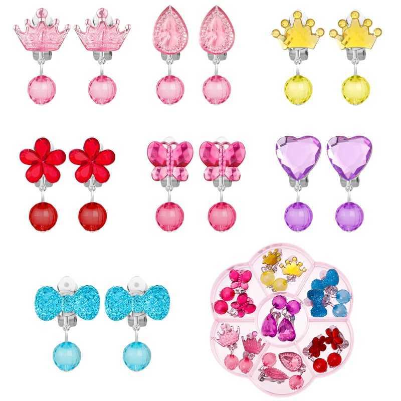 7 pairs of Korean style childrens ear clips cute cartoon animal ear clips without perforations earrings for girls and children gifts and jewelry W2410