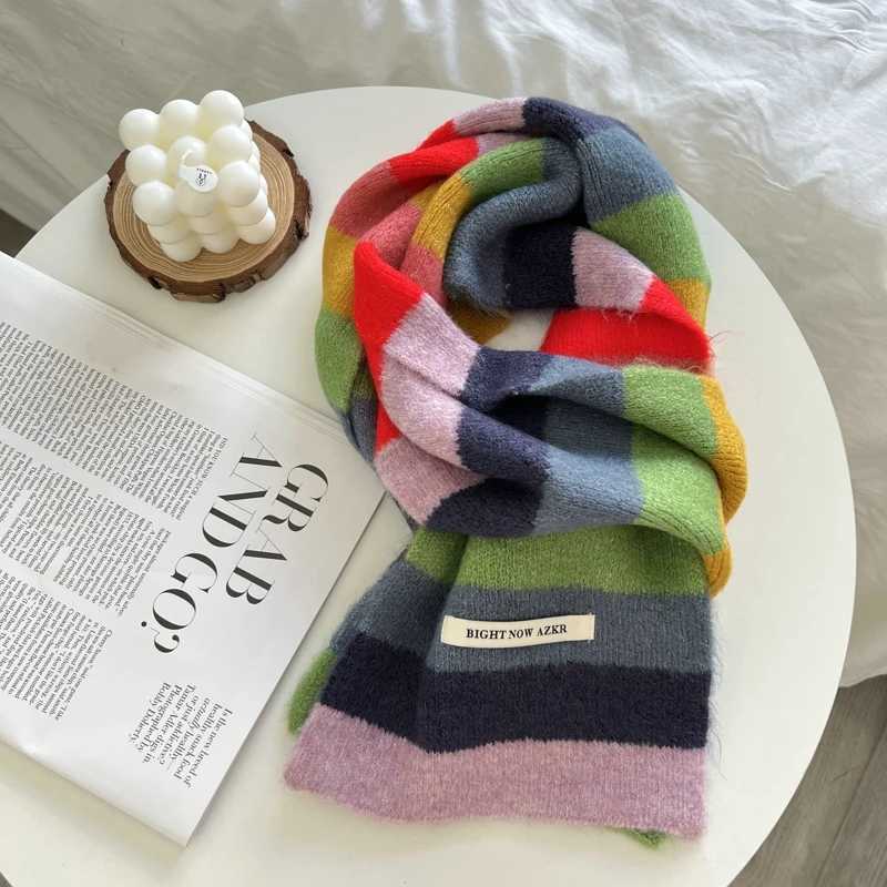 Fashionable Mticolor striped scarf warm winter small narrow shawl warm and cute fashionable casual scarf X241017