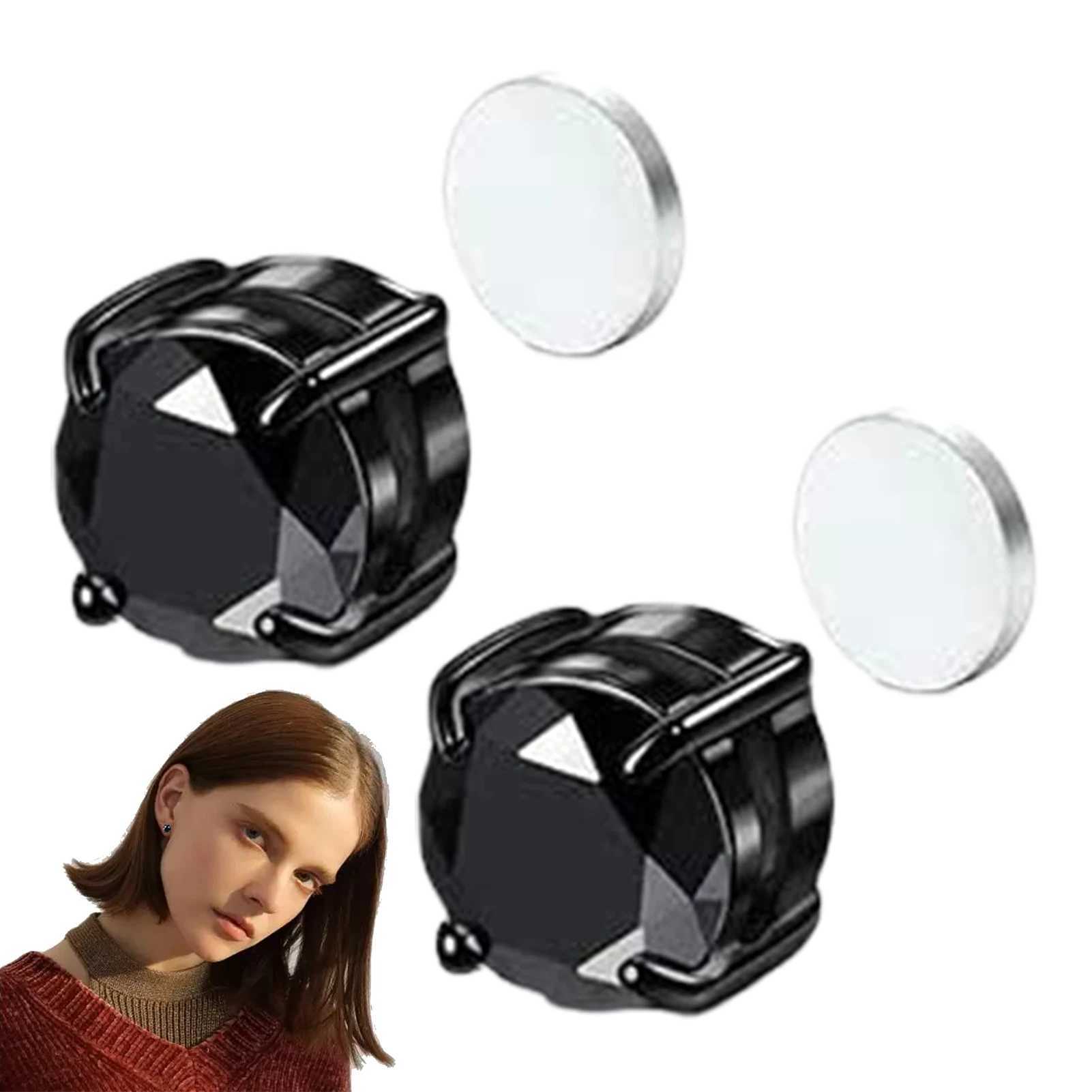 1 pair of crystal magnetic earrings easy to use suitable for women men punk round zircon magnetic earrings no perforated jewelry W241017