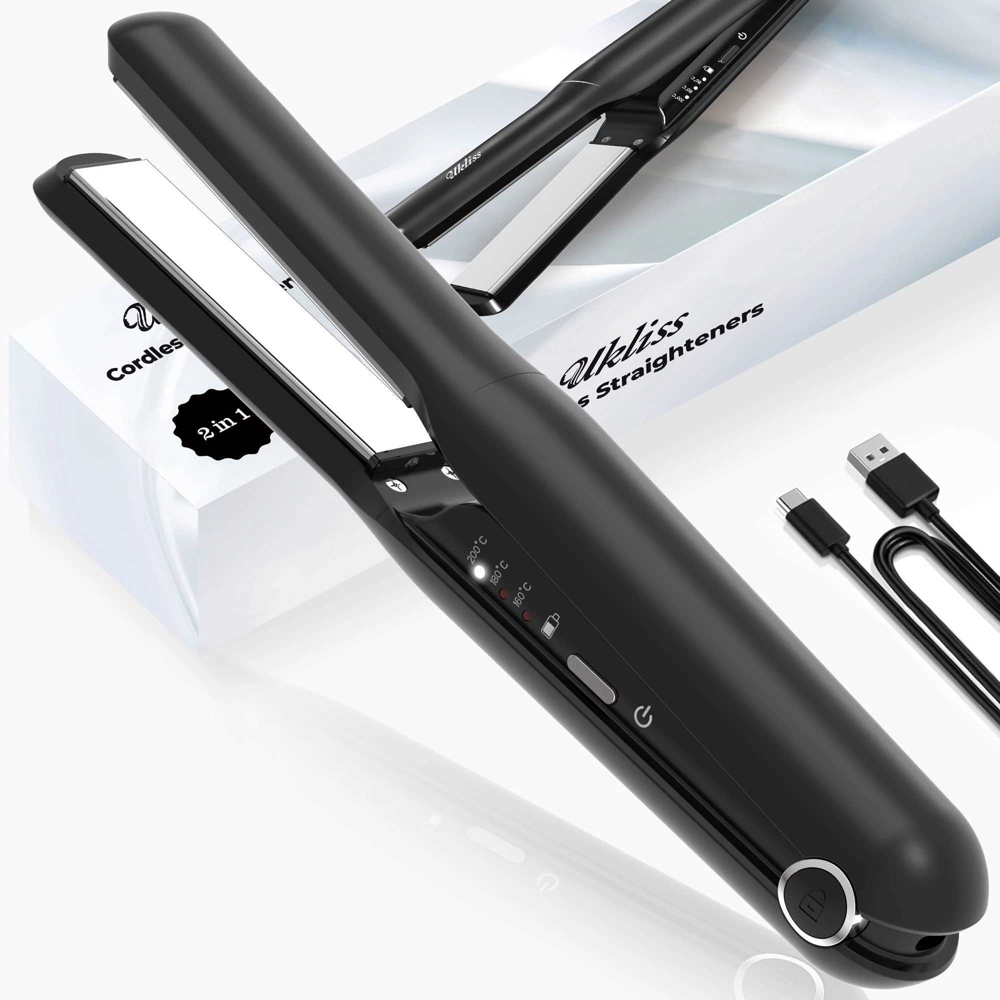 Cordless Hair Straightening Wireless Hair Straightener Flat Iron Usb Rechargeable Hair Straightening Curling Iron Styling ToolsXJ241016