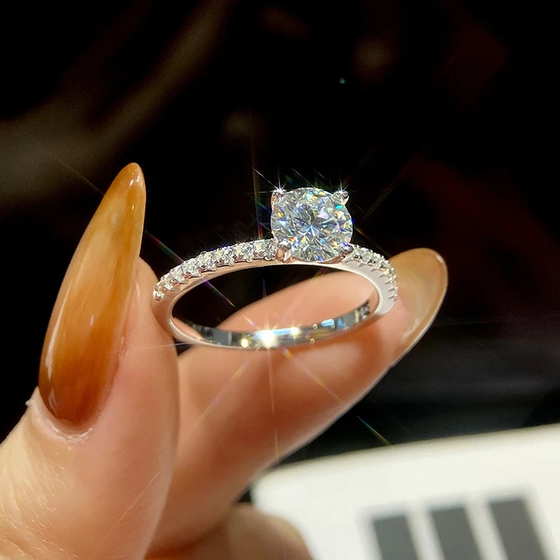 KNB 1-5ct Womens Diamond Ring Large Card Wedding 925 Pure Silver Exquisite Jewelry 240929