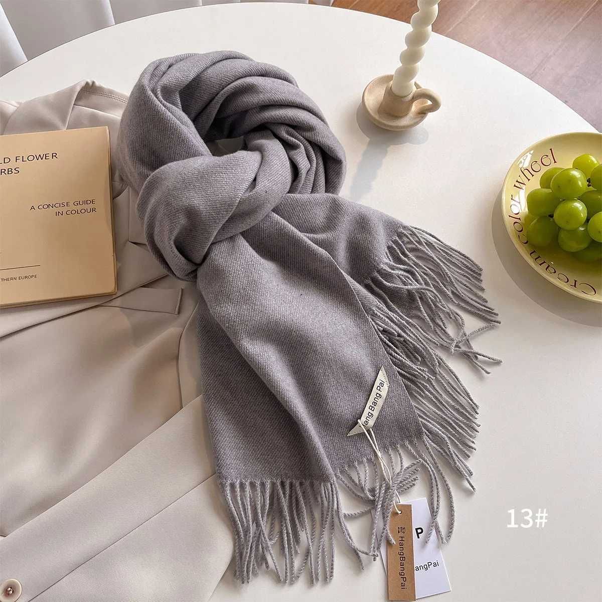 Warm and cozy cashmere scarf headscarf solid womens shawl bag Fem Pashmina Bandana scarf X241017