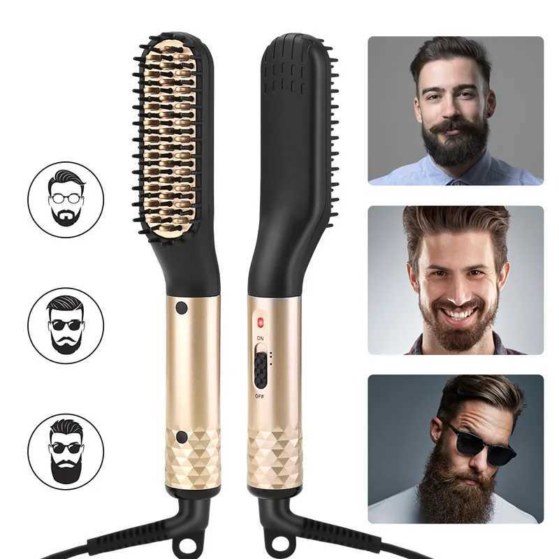 Electric Hot Comb Straightener Multifunctional Quick Heated Men Beard Care Brush Beard Anti-Scald Straightener Comb Hair ToolsXJ241016