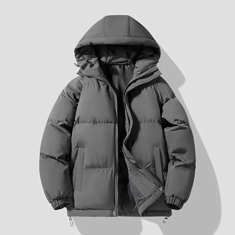 New autumn and winter mens hoodie Parkas solid warm couple jacket outdoor casual jacket mens cotton padded sports jacket X2410171