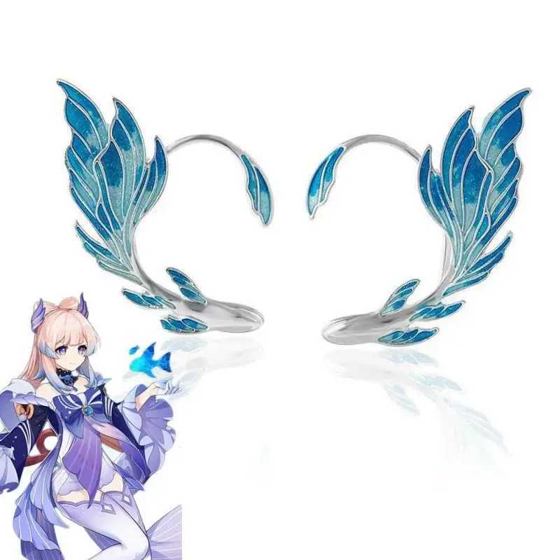 Genshin Impact Earrings Sangonomiya Kokomi cosplay unisex fashion custom fish blue ear clip party jewelry W241017