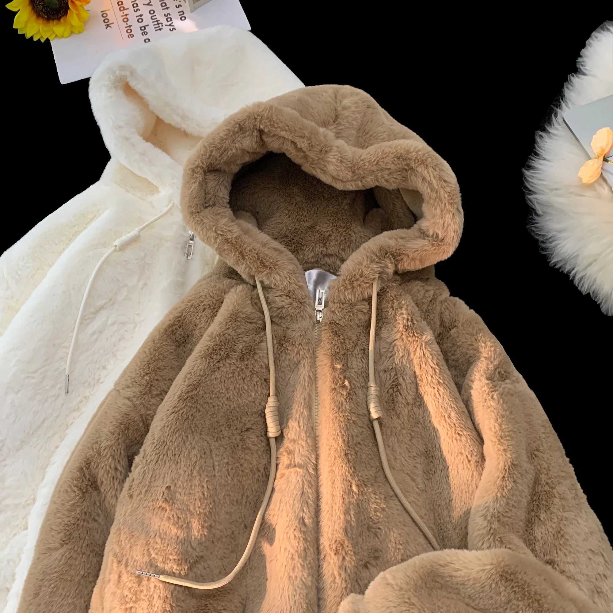 Men Lamb Wool Cotton Coat 2023 Winter Girls Wear New Student Loose Fitting Japanese Hooded Plush Thickened Trendy ParkasXJ241017