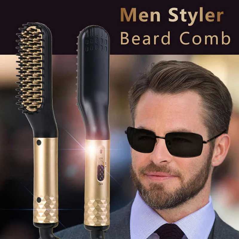 New Hair Straightener Quick Heated Electric Hot Comb Professional Negative Ion Anti-Scalding Ceramic Beard Straightener BrushXJ241016
