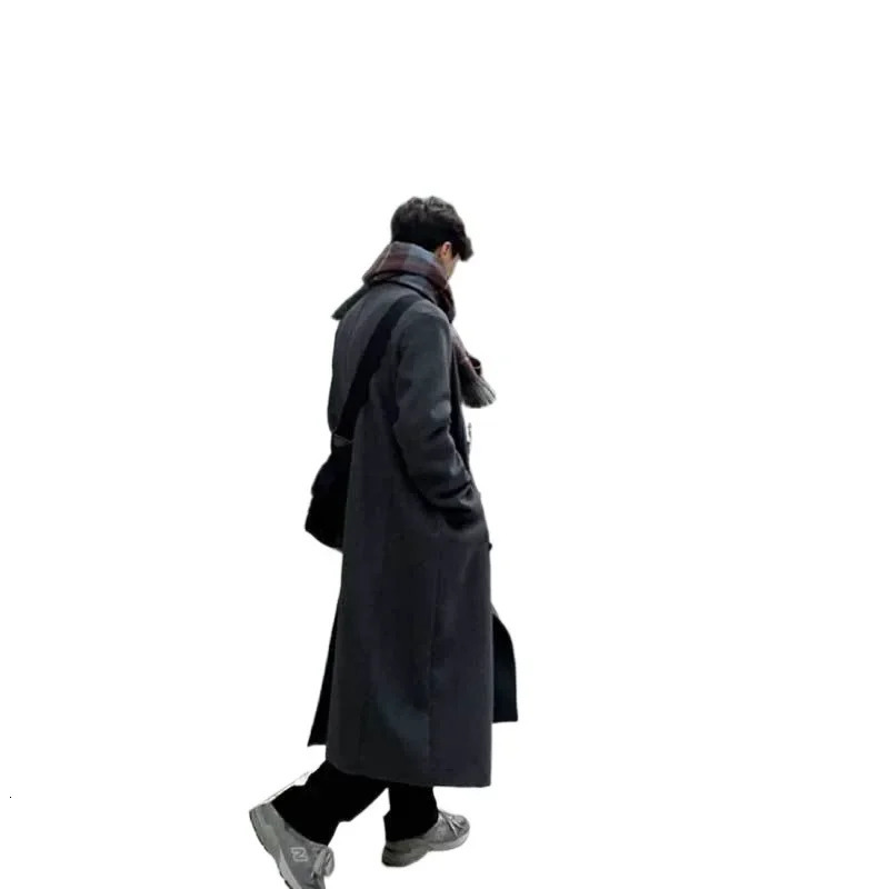 Mens Long Woolen Jacket To The Knee Winter Thickened Herringbone 2024 Style Autumnwinter High Tall Coat 241017