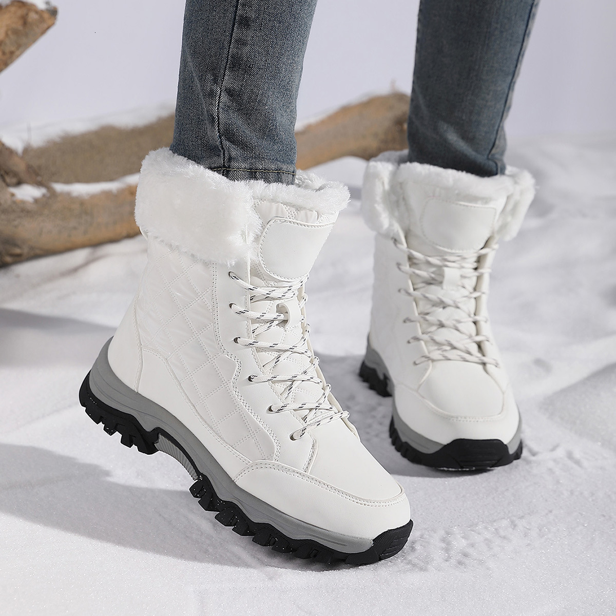 tourism sports Northeast plus size snow outdoor travel high top cotton shoes women's midsole boots winter