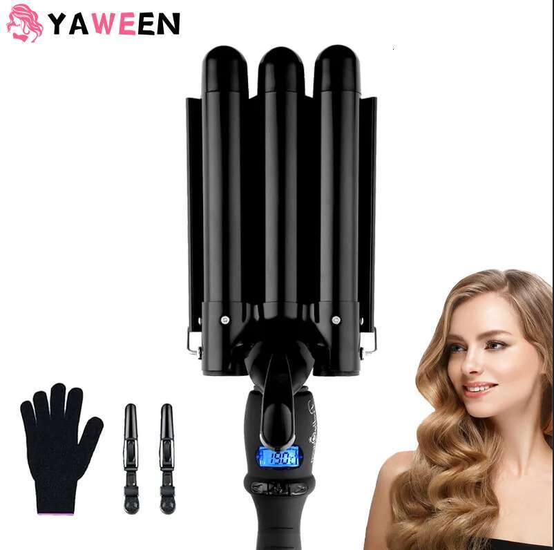 3 Barrel Wand Electric Professional Ceramic Hair Curler Roller Lcd Curg Iron Waver Fashion Styg Tools