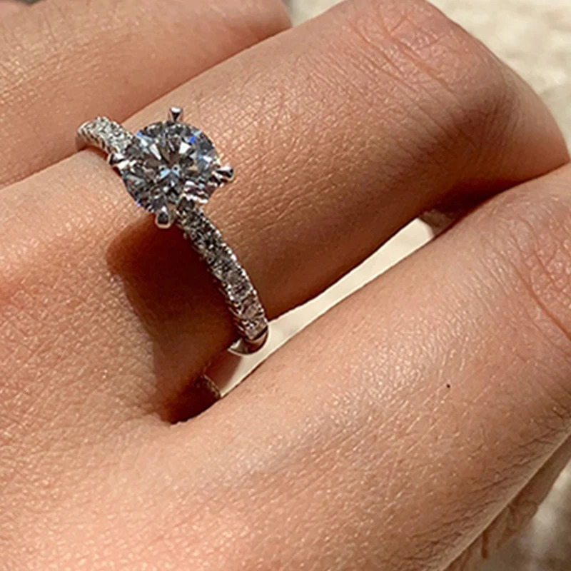 KNB 1-5ct Womens Diamond Ring Large Card Wedding 925 Pure Silver Exquisite Jewelry 240929