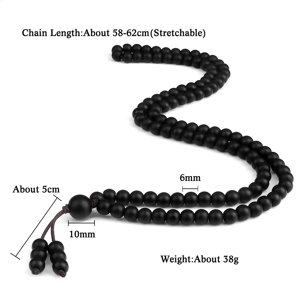 Shining black natural stone bead necklace obsidian matte agate 108 Mara bead packaging bracelet meditation yoga jewelry 241017