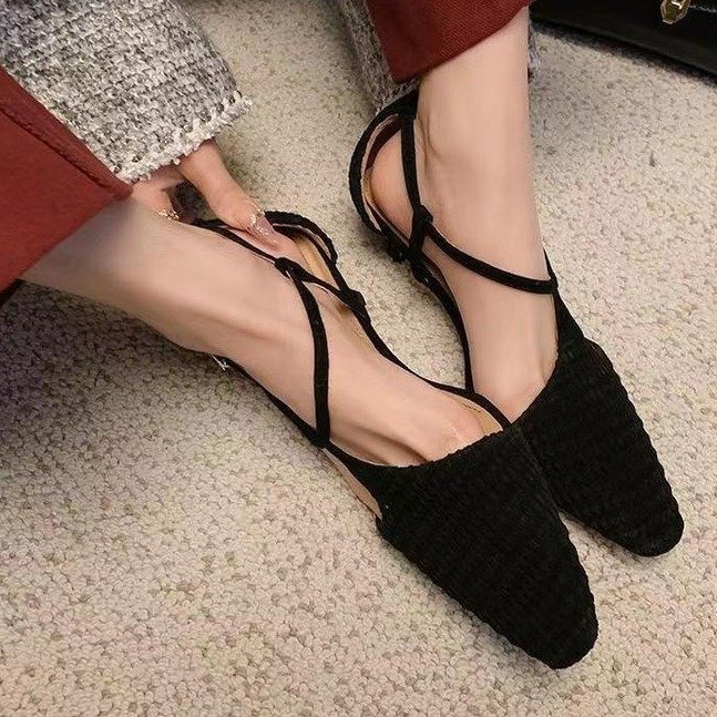 Vintage Style High Heel Woven Dress Shoes: Simple Elegance in Triple Black & Brown 7894