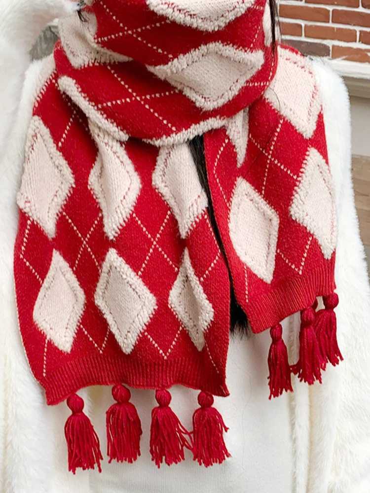 New Knitted Sweet Scarf Winter Womens Prefabricated Plain Warm Scarf Pashmina Flawless Womens Foam Christmas Packaging Shawl X241017