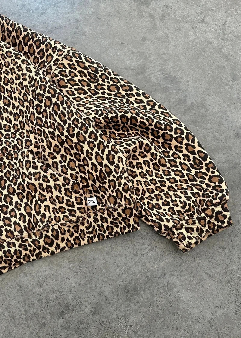 Y2k Leopard Pattern Zip Up Hoodies Retro Streetwear Hip Hop Oversized Camouflage Hoodie Long Sleeve Clothes Men Women Sweatshir 241017