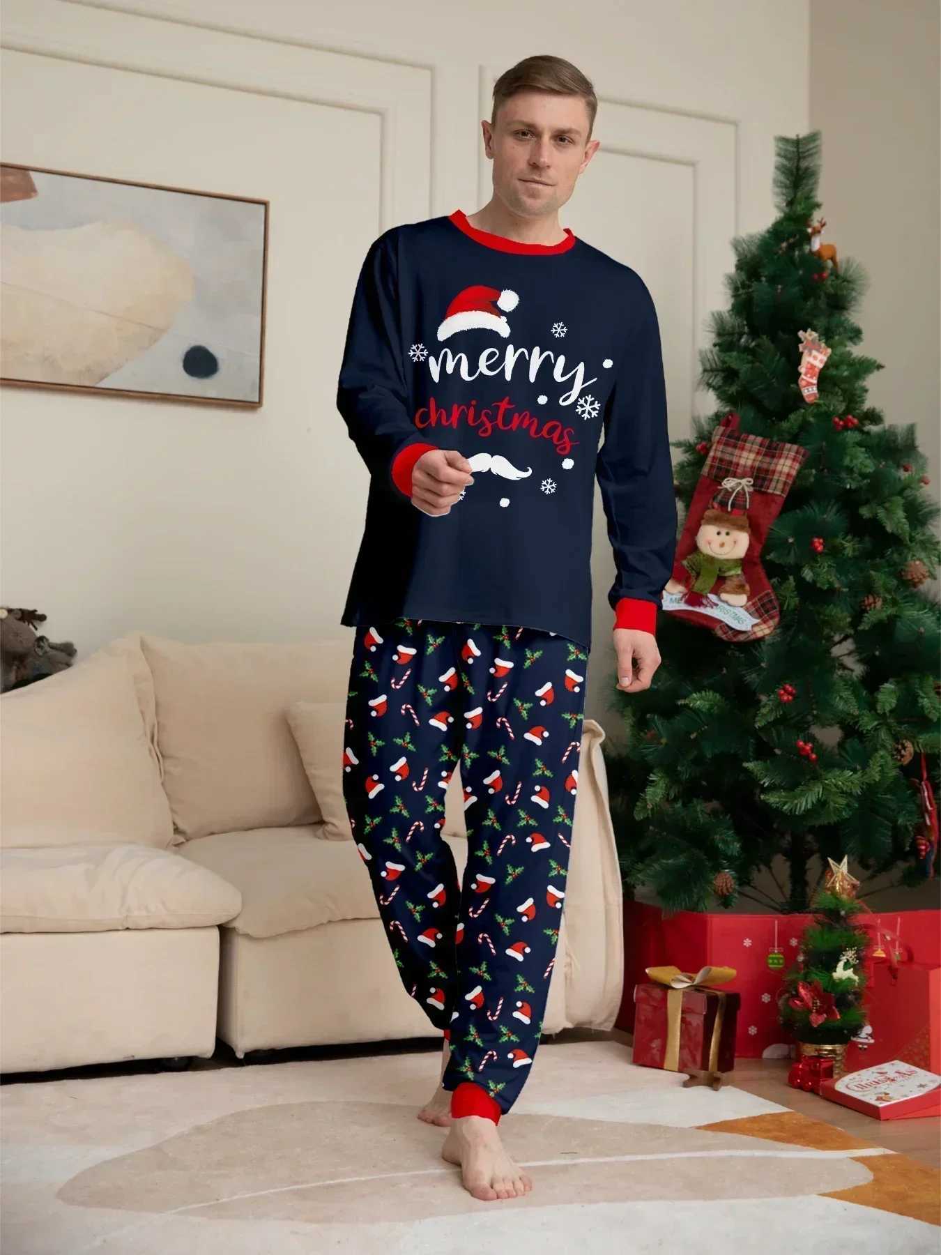 2024 New Christmas Printing Pajama Set Casual Parent Child Matching Clothing Baby Boys and Girls Clothing Christmas Gift Family Appearance Pjs W241015
