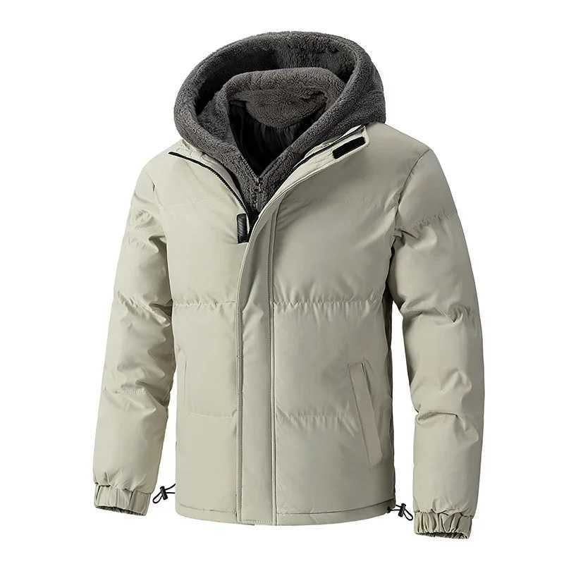 8XL fluffy Jacket Mens Thick Warm Plus Size Winter Jacket Mens Cotton Wool Lined Hooded Park Fake Two Piece Jacket X2410171