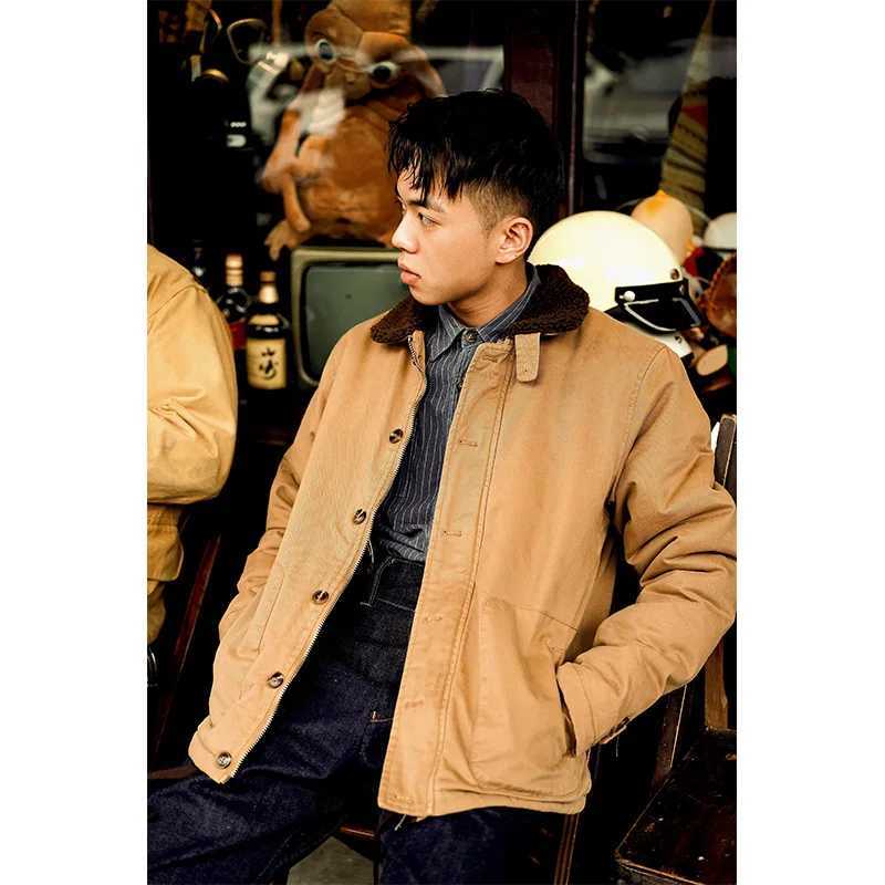 Lamb Wool Plush Warm Cotton Jacket Mens Winter Thicken Military Overcoat Navy N1 USN Men Coat TopsXJ241017