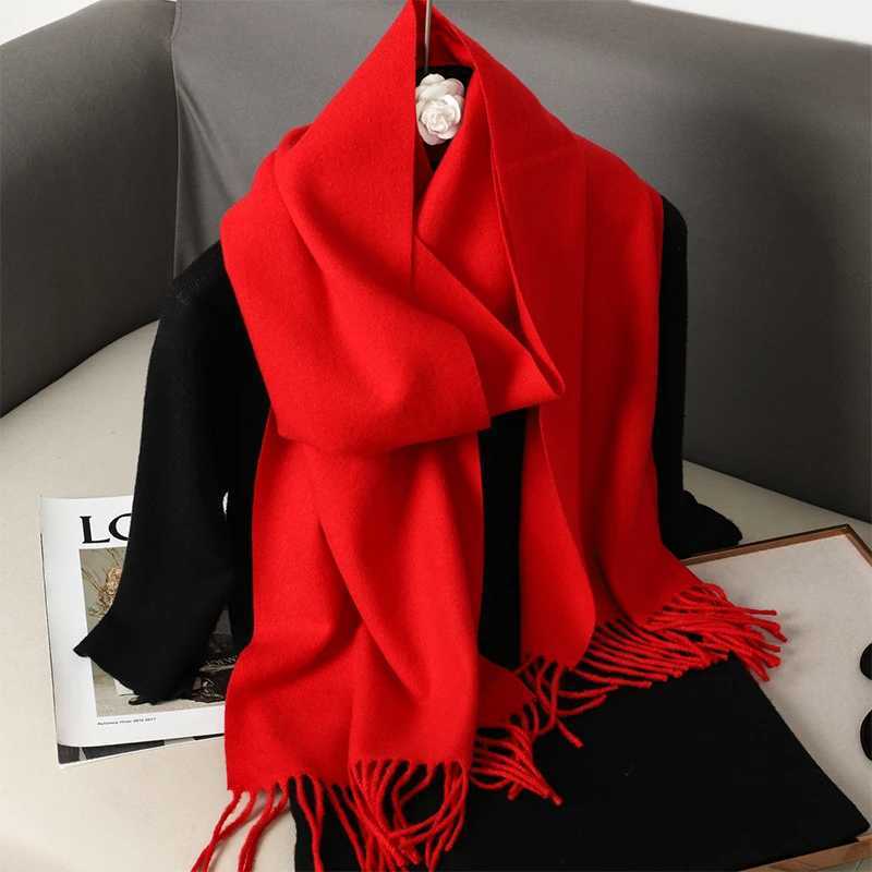 Fashionable solid color 2024 text scarf winter headscarf Tess Tassel long womens shawl cashmere like Pashmina headscarf scarf wrapped X241017