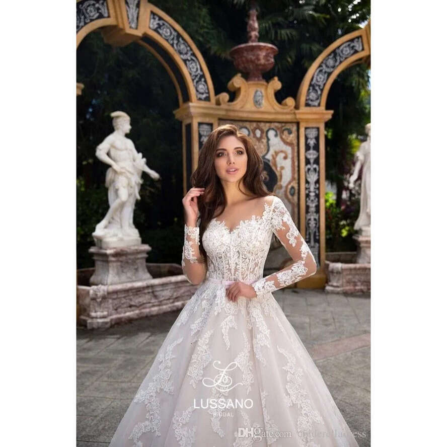 Western Long Sleeve Modest Lace Wedding Dresses 2020 Sheer Appliques Sweetheart Ball Gown Bridal Gowns Custom Made Ba9151 s